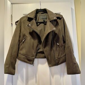 Banana Republic Petite Faux Suede Cropped Moto Jacket